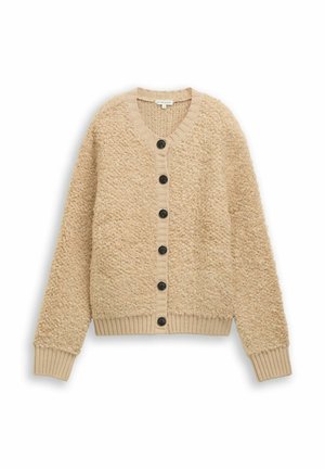 TOM TAILOR, TOM TAILOR PULLOVER & STRICKJACKEN LOOSE FIT BOUCLÉ CARDIGAN - Vest - gravel beige melange