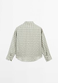 Lichtgroen geruit overhemd met lange mouwen, met een button-down kraag, afgeronde zoom en knoopsluiting bij de manchetten. Gemaakt van geweven stof.