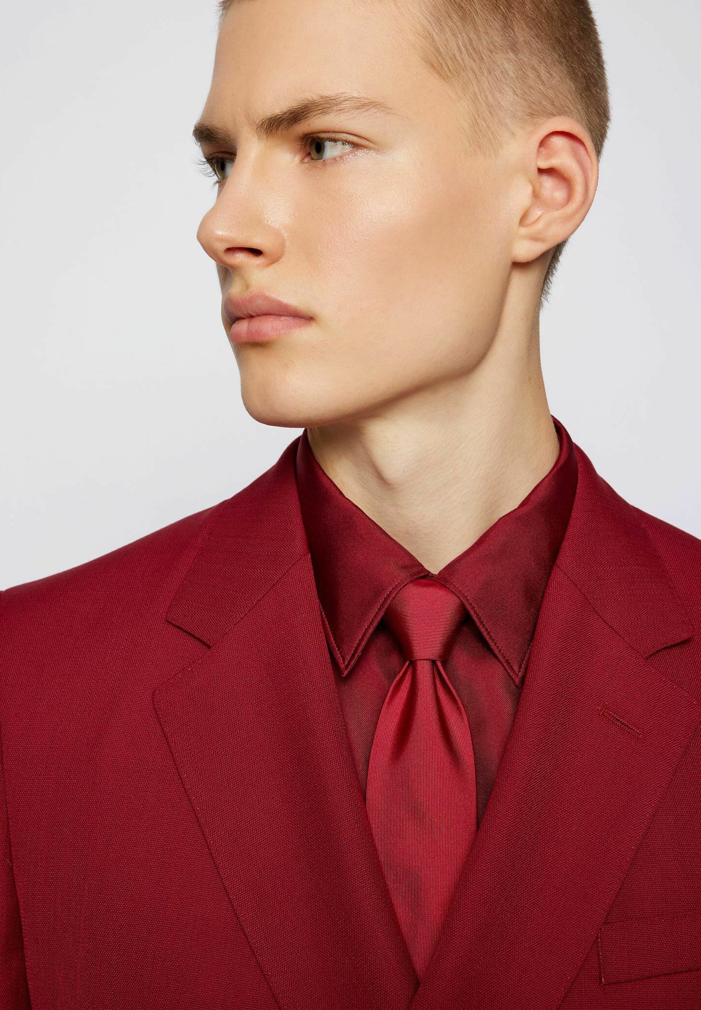 dark red suit jacket