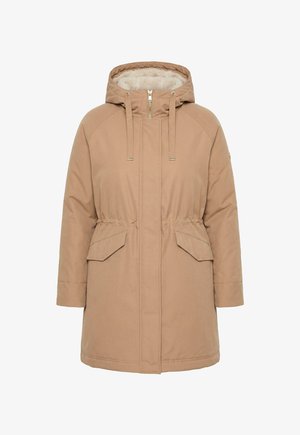 Ulla Popken, WATERPROOF DRAWSTRING WAIST TRIPLE FUNCTION PARKA - Parka - beige
