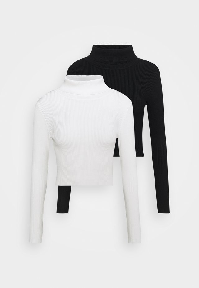 2-PACK-CROPPED TURTLE NECK - Jumper - black/ white