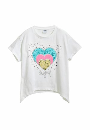 HEART STRASS - T-shirt imprimé - white