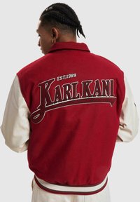 Karl Kani CHEST SIGNATURE BLOCKCOLLEGE - Giubbotto Bomber - darkred offwhite