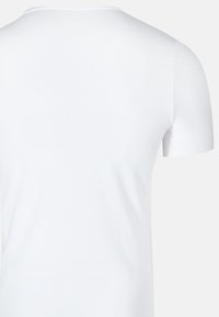 Witte T-shirt met korte mouwen, gemaakt van zachte katoen, met een ronde halslijn en een gladde textuur, in een eenvoudig, schoon ontwerp.