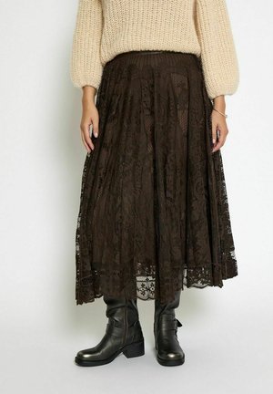 GRETA  - Pliceret nederdel /Nederdele med folder - java brown