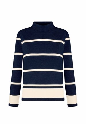 Betty Barclay, BETTY BARCLAY MIT STEHKRAGEN FEINSTRICKPULLOVER - Strickpullover - patch dark blue beige