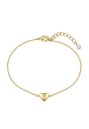 Bracelet délicat en chaîne d'or avec un petit charm en forme de cœur au centre et un fermoir réglable orné d'un minuscule diamant.