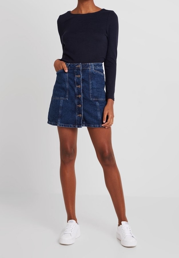 ASOS DESIGN - ASOS DESIGN - Jupe mi-longue boutonnée en denim doux
