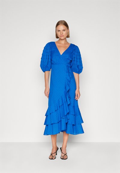 Irregular Mesh Ruffles Midi Dress Women Elegant Waist Sexy Slit Dresses Y2k Solid Splicing Long Sleeve Party Vestidos New