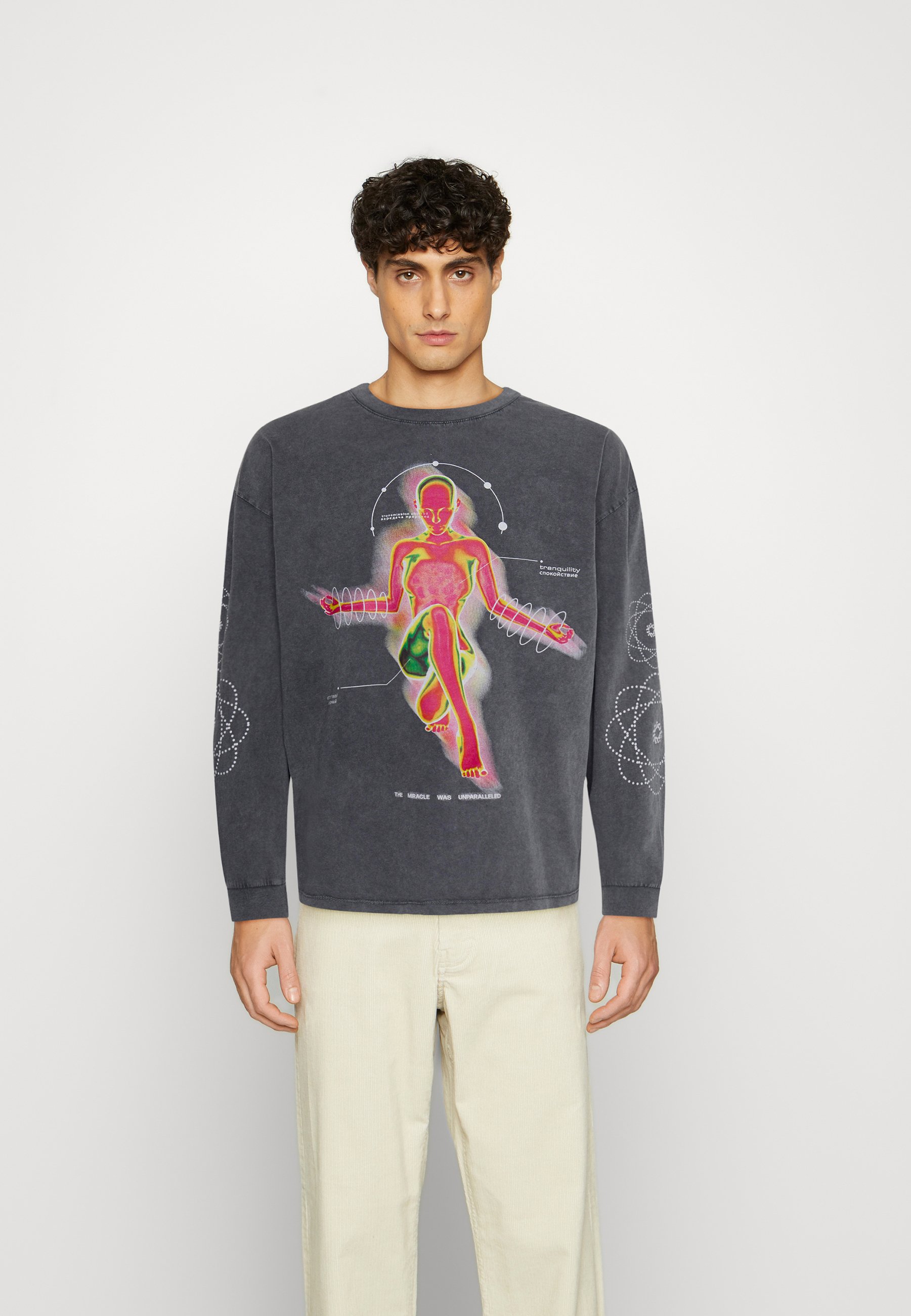 Jaded London ENERGY ORB ACID WASH - Maglietta a manica lunga - grey/grigio  - Zalando.it