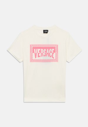 Versace CONTRAST LOGO UNISEX - Potiskana majica - bianco/rosa