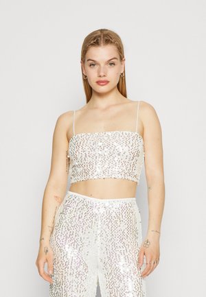 Gina Tricot SHIMMER CROPPED - Μπλούζα - offwhite