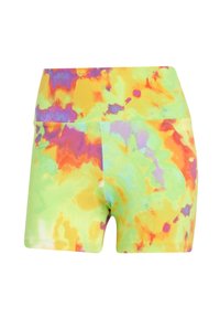 Tie-dye shorts i ljusgrön, gul, orange och lila mönster. Tillverkade av mjukt tyg med elastisk midja. Fitted design.