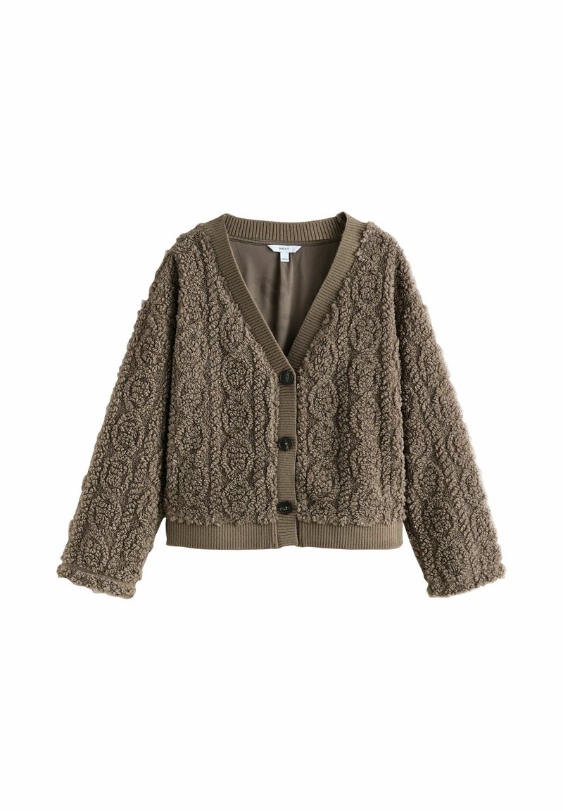 Next BORG CABLE BUTTON THROUGH - Gilet - chocolate mocha brown/marron ...
