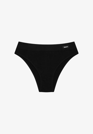 Black women's brief made from soft, stretchy fabric. Features a smooth waistband and minimal stitching, offering a streamlined design.