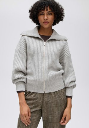 OPUS, RELAXED FIT RIBBED TEXTURE - Cardigan - hazy fog melange