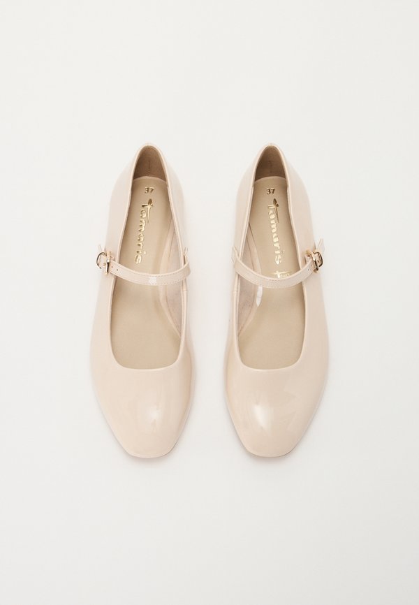 Ankle strap ballet pumps - ivory patent3