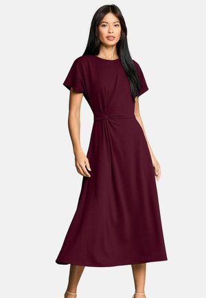 Lipsy, REGULAR FIT - SIDE KNOT SHORT SLEEVE MIDI DRESS . - Päevakleit - burgundy red