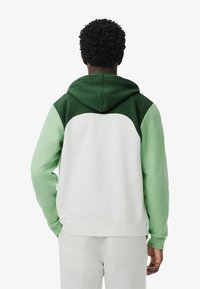 Hoody met een kleurblokontwerp in donkergroen, lichtgroen en wit. Gemaakt van zachte stof met ribgebreide manchet en zoom.