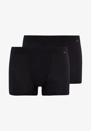 Czarne bokserki wykonane z miękkiego materiału, z wygodnym pasem i kontrastowym szwem. W zestawie dwie pary.