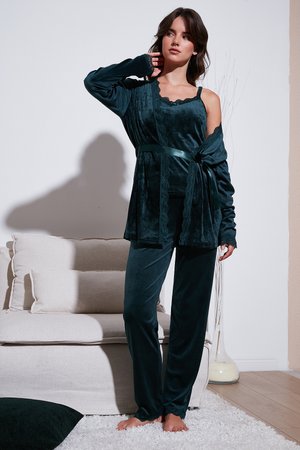 REGULAR FIT SET - Pyžamová súprava - dark green melange
