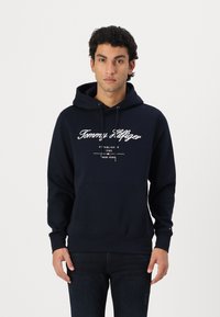 Tommy Hilfiger SCRIPT LOGO HOODY - Sweatshirt - desert sky