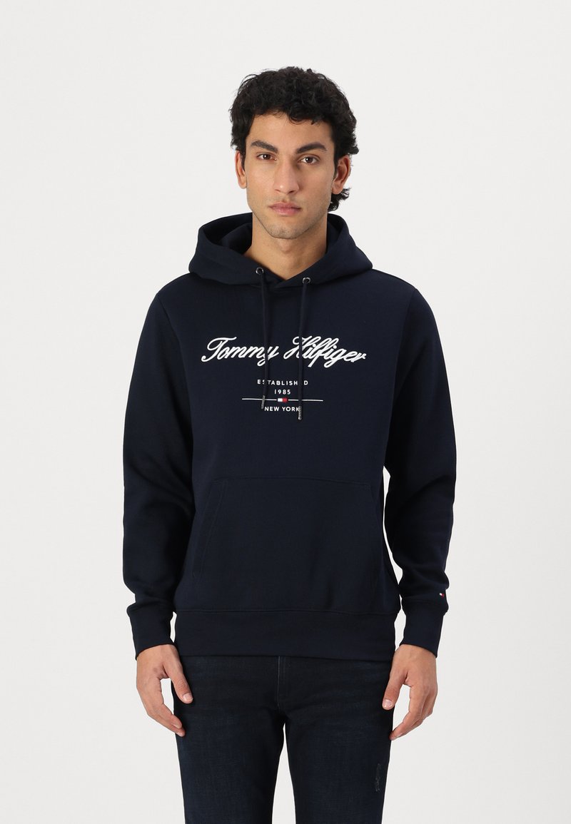 Tommy Hilfiger SCRIPT LOGO HOODY - Sweatshirt - desert sky