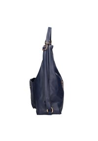 Borsa a tracolla in ecopelle blu navy con finitura testurizzata, tracolla regolabile e tasca laterale con zip per riporre gli oggetti.