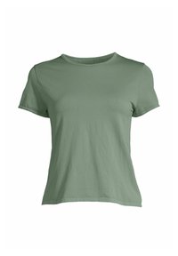 Grön kortärmad t-shirt i mjukt tyg, med rund hals och ett subtilt strukturerat mönster i avspänt passform.
