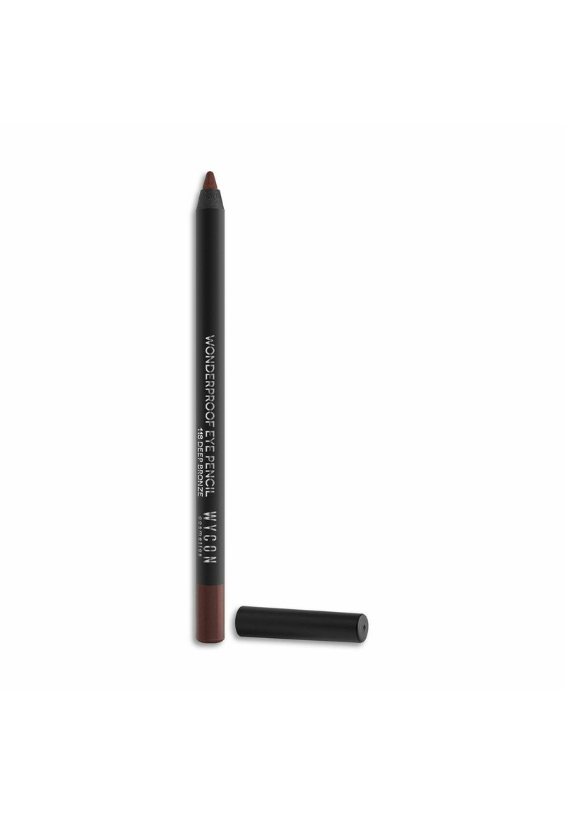 Matita occhi waterproof di un profondo bronzo. Cilindro nero con punta rosso-bruna. Testo stampato in bianco sul cilindro che indica il marchio e la tonalità.