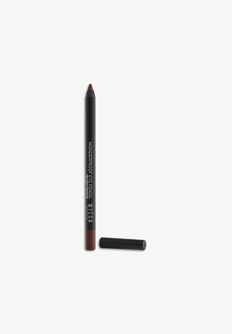 Matita occhi waterproof di un profondo bronzo. Cilindro nero con punta rosso-bruna. Testo stampato in bianco sul cilindro che indica il marchio e la tonalità.