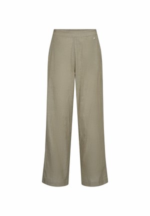 Lys olivengrønne, vidde bukser i hør med elastisk talje og sidelommer, designet til en afslappet og behagelig pasform.