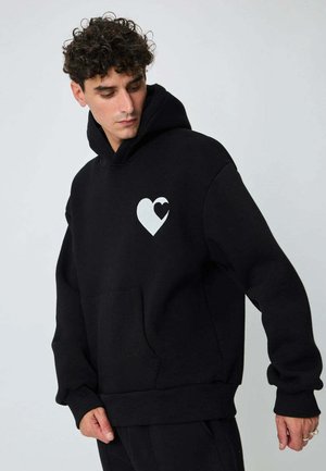 À CAPUCHE À MOTIF - Sweat à capuche - noir