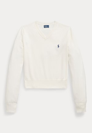Polo Ralph Lauren, COTTON-BLEND SHRUNKEN V-NECK SWEATER - Πουλόβερ - collection cream