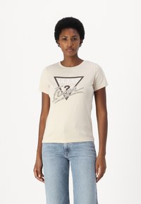 Guess SS CN ICON  - T-shirts med print - pearl oyster