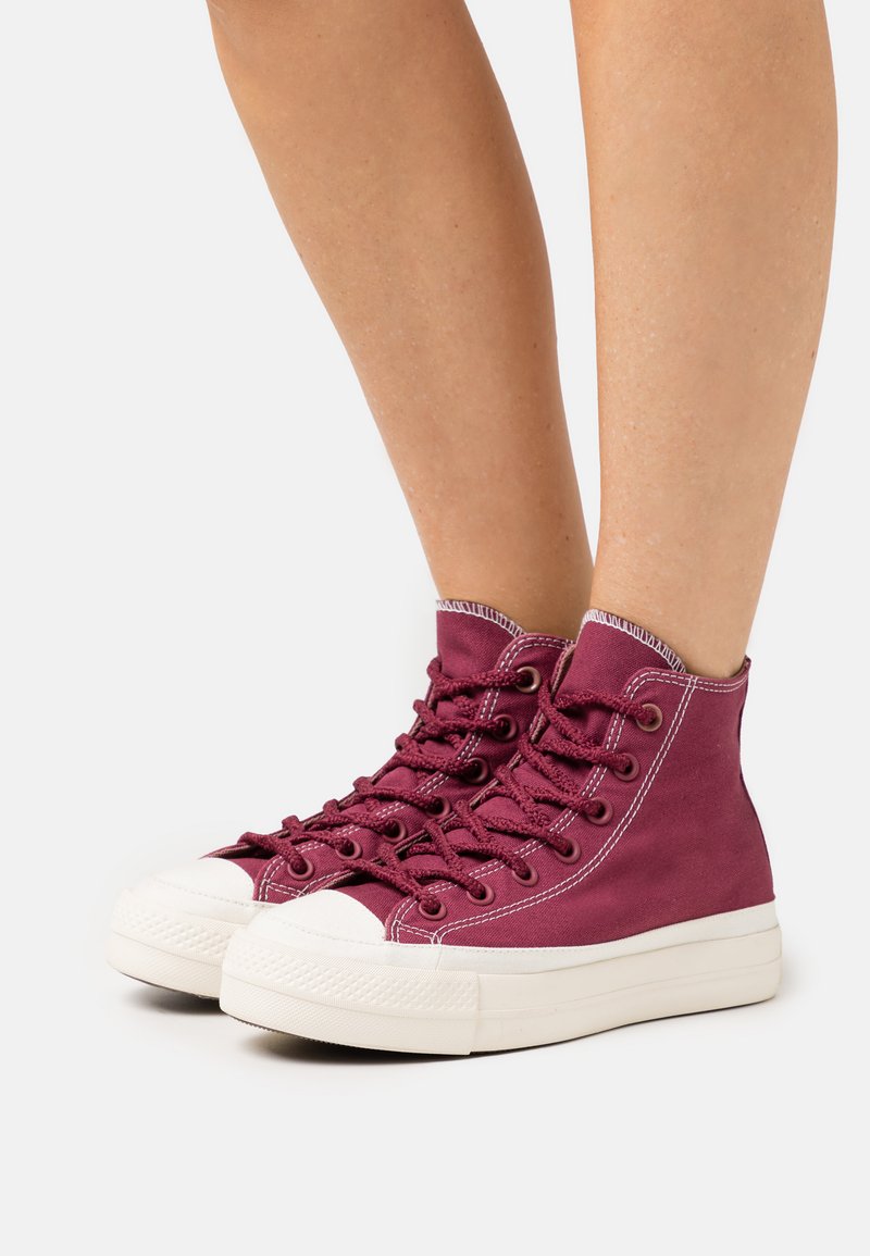 Converse CHUCK TAYLOR ALL STAR LIFT PLATFORM WORKWEAR - High-top trainers - cherry vision/saddle/egret