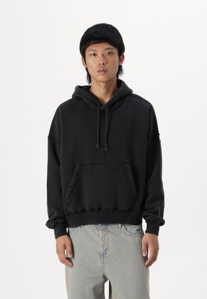 Abercrombie & Fitch CROPPED  - Džemperis ar kapuci - black beuaty acid wash