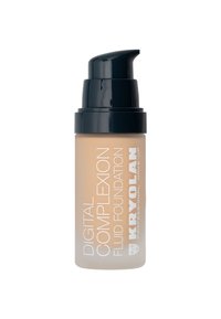 KRYOLAN Digital Complexion Fluid Foundation in a frosted glass bottle with dark navy pump top; features white text for product details.