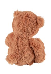 Soft, plush teddy bear in light brown with a fluffy texture, round ears, small arms, and a rounded shape. Back view displayed.