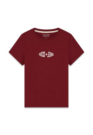 Guess Jeans, BEDRUCKTES, SCHMAL GESCHNITTENES T-SHIRT - T-shirt imprimé - rot