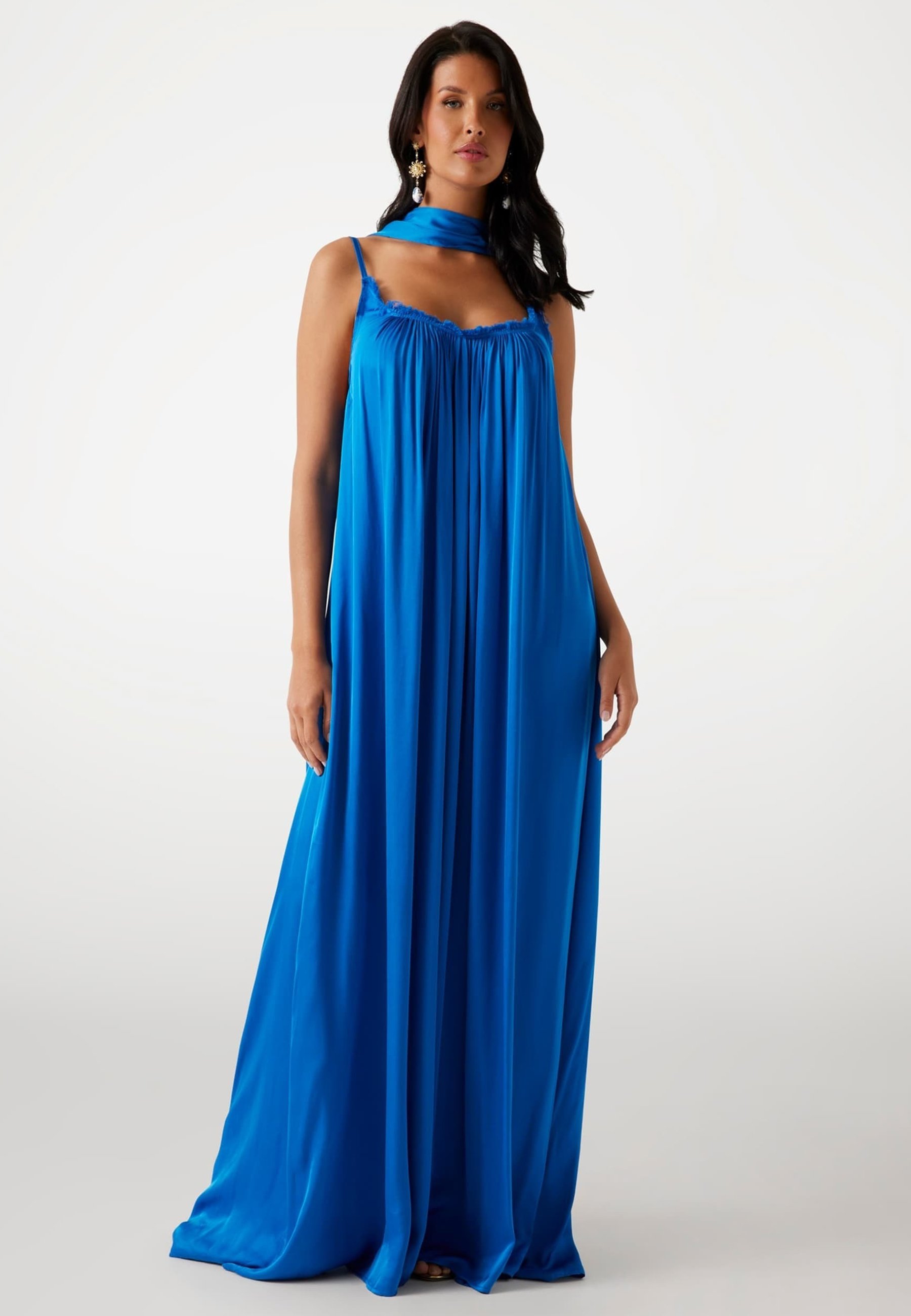 chinese dress ladies Take a Guess Blue/Pink Gingham Maxi Dress – Wardrobe on Woods Boutique main image 1