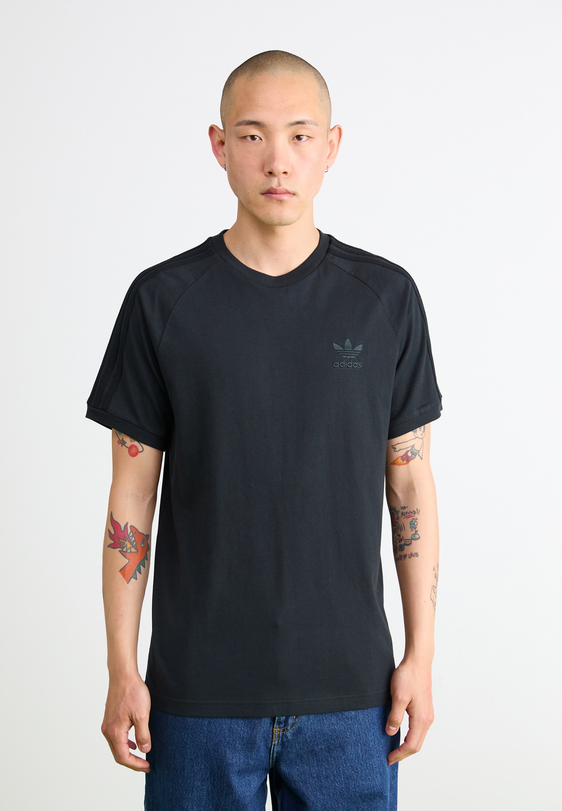 adidas Originals STRIPES TEE Print T-shirt black/black/black