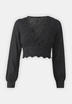 ONLY ONLLOU V NECK SHORT - Blouse - black