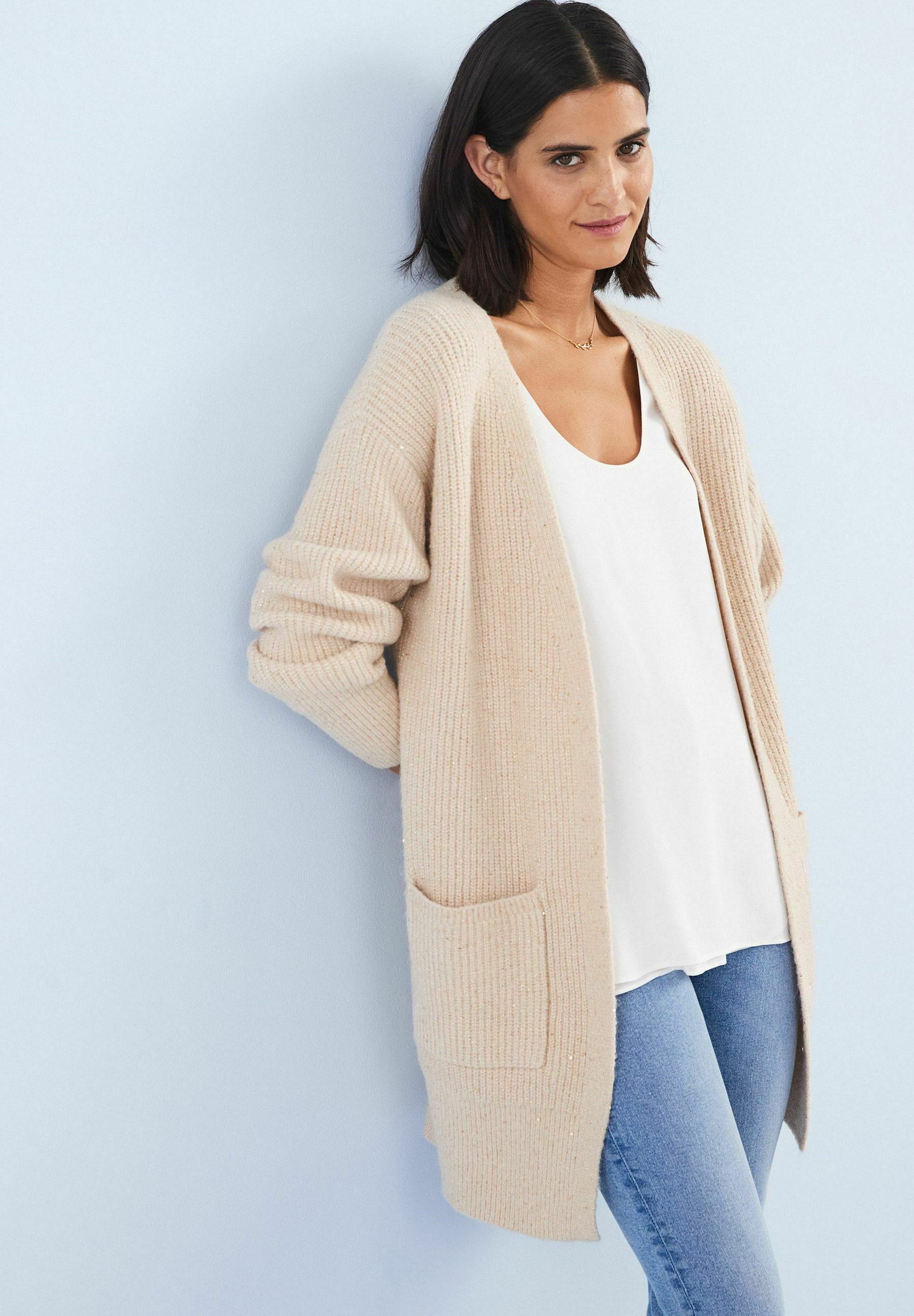 LONGLINE SPARKLE - Cardigan - neutral 
