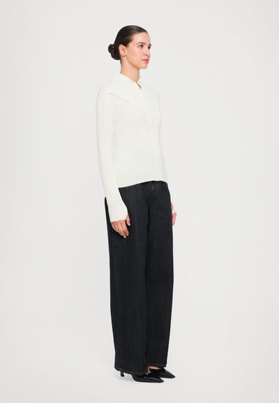 Victoria Beckham PIPING DETAIL HOODED - Sudadera con cremallera - ivory