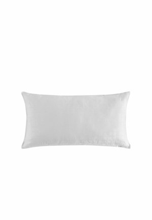 White rectangular body pillow with a subtle textured pattern along its edges on a plain white background.