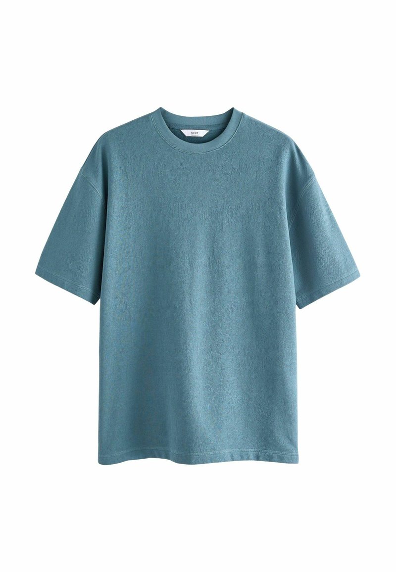 Kortærmet t-shirt med Rund hals i blødt, struktureret blåt stof. Løst fit med lige kant og ingen synlige logoer eller mønstre.