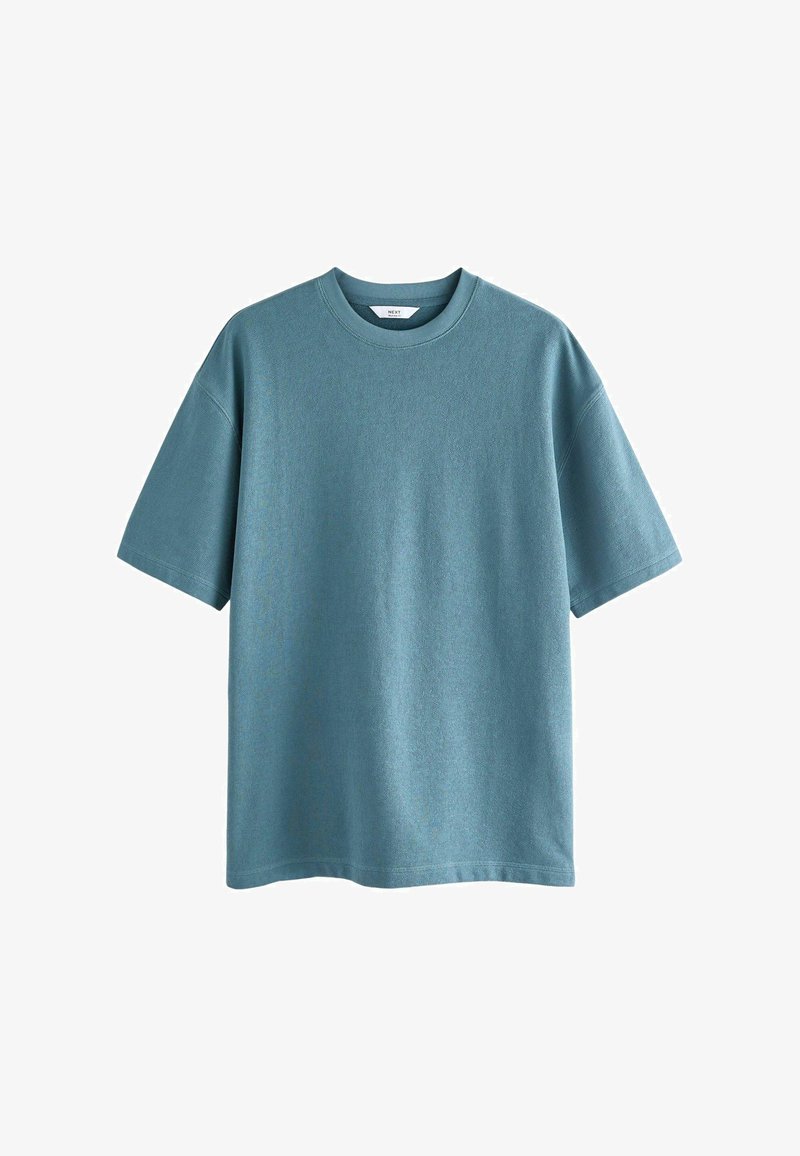 Kortærmet t-shirt med Rund hals i blødt, struktureret blåt stof. Løst fit med lige kant og ingen synlige logoer eller mønstre.