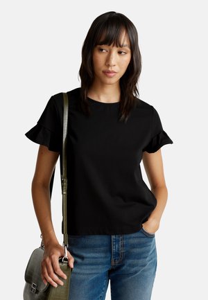 RUFFLED SLEEVES - T-shirt basique - black