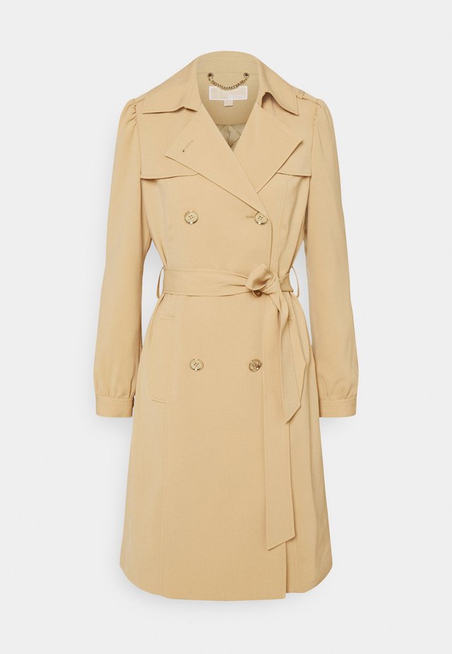 DOUBLE BREASTED PUFF SLEEVE DRAPERY - Trenchcoat - khaki